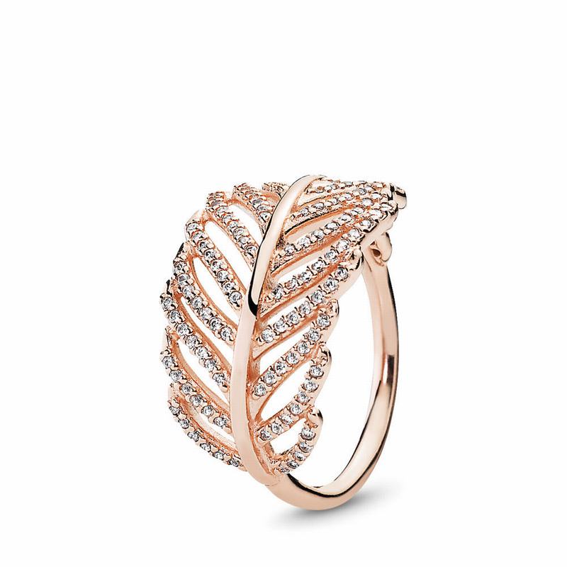 Pandora Rose™ Light As A Feather Statement Ring Ireland - Pandora Rose/Cubic Zirconia - 358691LJX